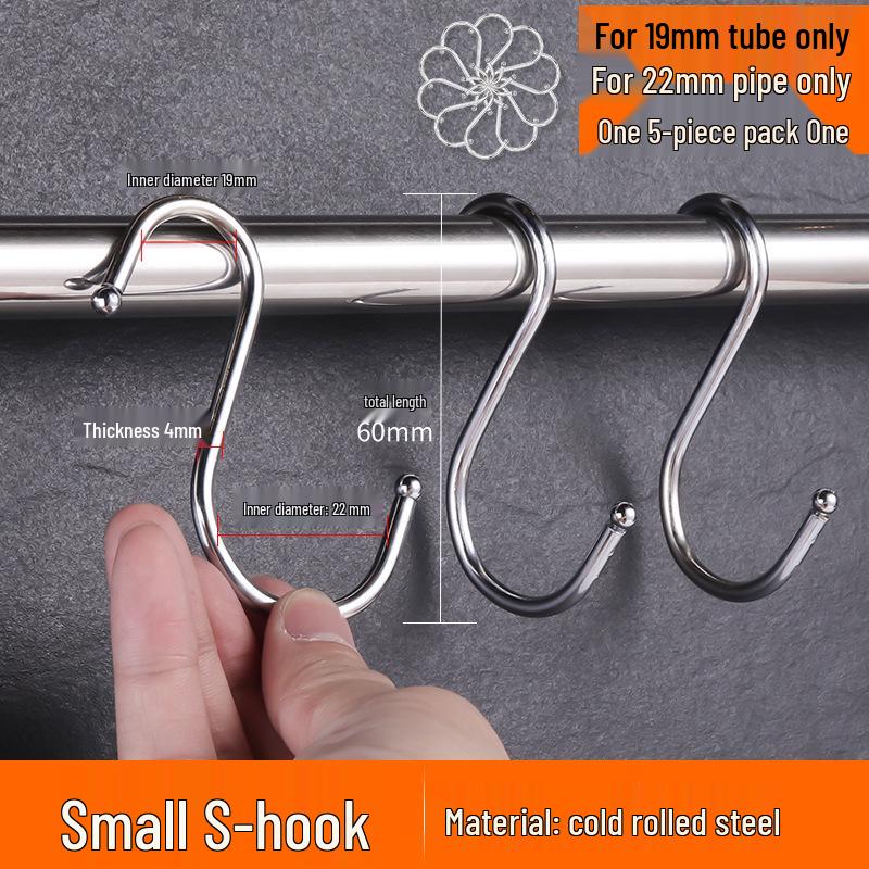 304 Stainless Steel No-Drill S-Shaped Hook for Kitchen, Bathroom, and Clothes Hanging