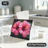 1pc Tissue Box, Realistic Pink Hibiscus Flowers Fresh Elegance Pattern, 2D Flat Printing, Polyester Fabric, Strong And Firm, Tissue Bag, for Daily Use