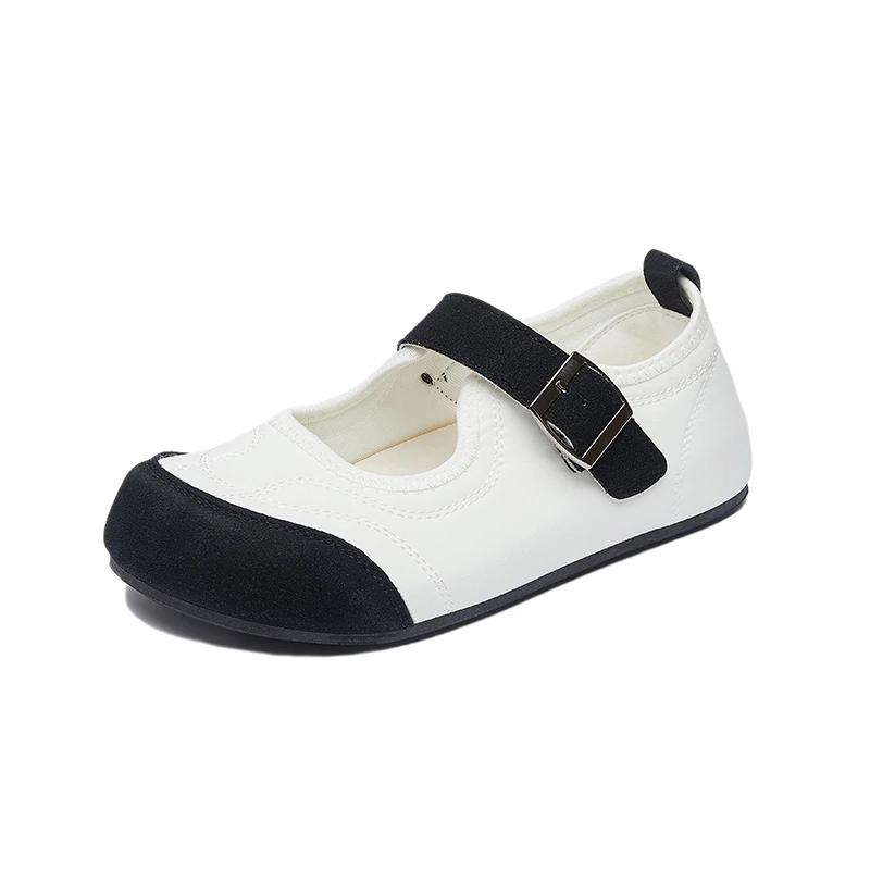 Fashion 2025 Summer Footwear Elegant Shallow Women's Flat Shoes Outdoor Buckle Strap Soft Sole Concise Comfortable Casual Walking Flats