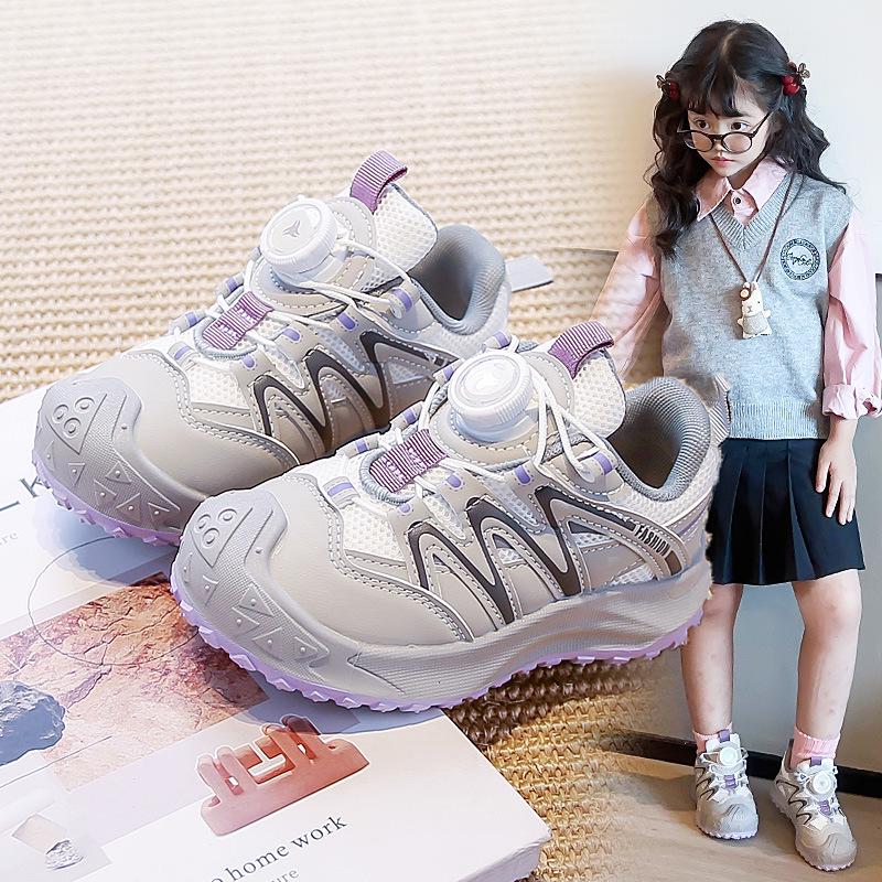 2025 Girls' & Boys' Mesh Dial Buckle Sports Shoes - Non-Slip, Soft Sole Trendy Trainers for Spring/Autumn