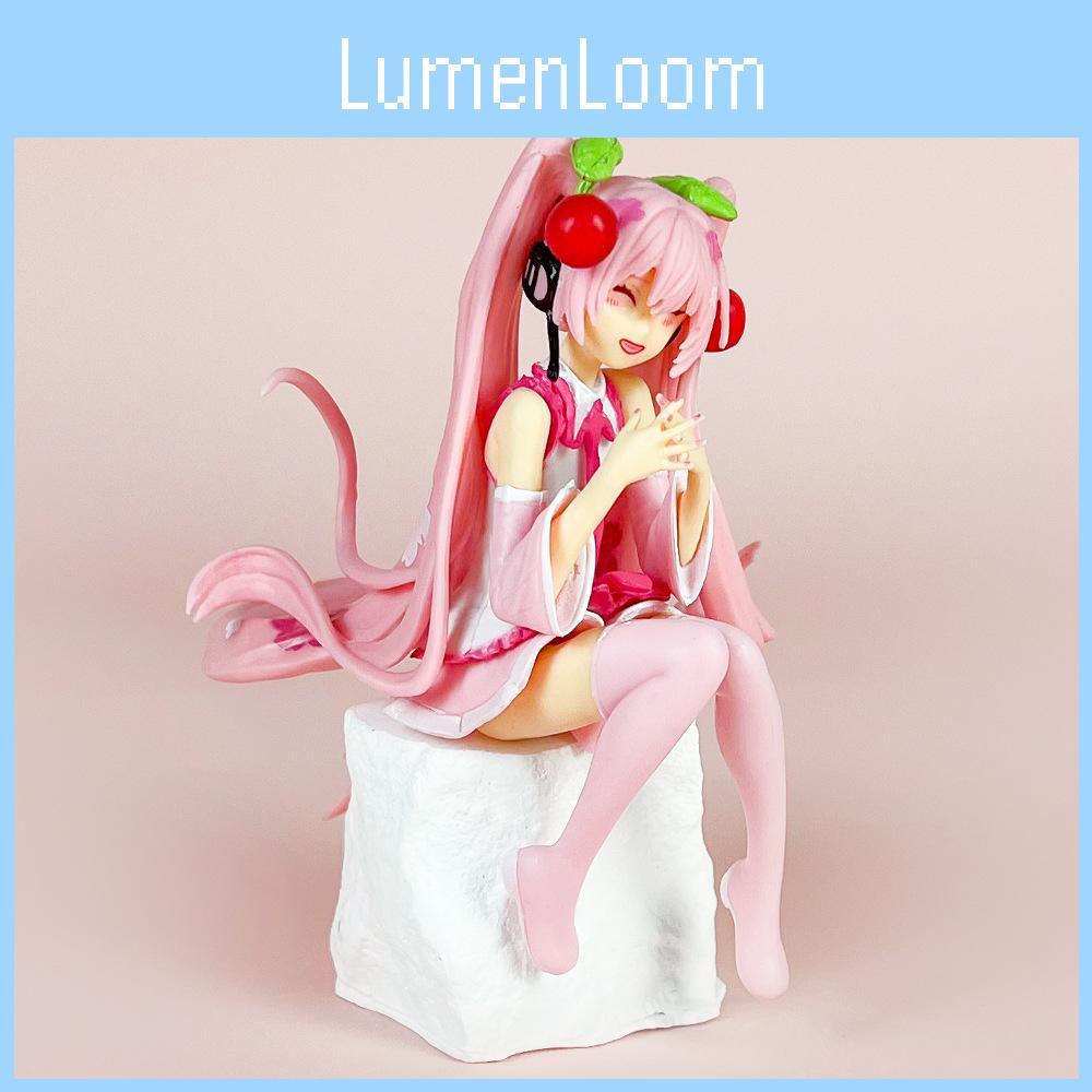 Sitting Posture Hatsune Miku Pvc Figural Ornament With Assembly Feature And Sakura Theme For Collectors Display And Gifts