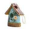 Garden Bird House Spacious Hole Hand-Painted Birdhouse Resin Waterproof Outdoor Hanging Birdhouse Sunproof for Bluebird Hummingbird Finch Cardinals