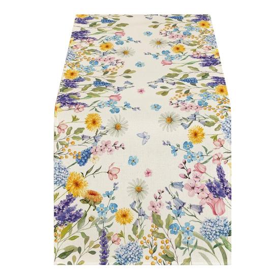 

Дорожка для стола с рождественским цветочным принтом, машинная стирка, украшение для домашней вечеринки, дорожка для стола