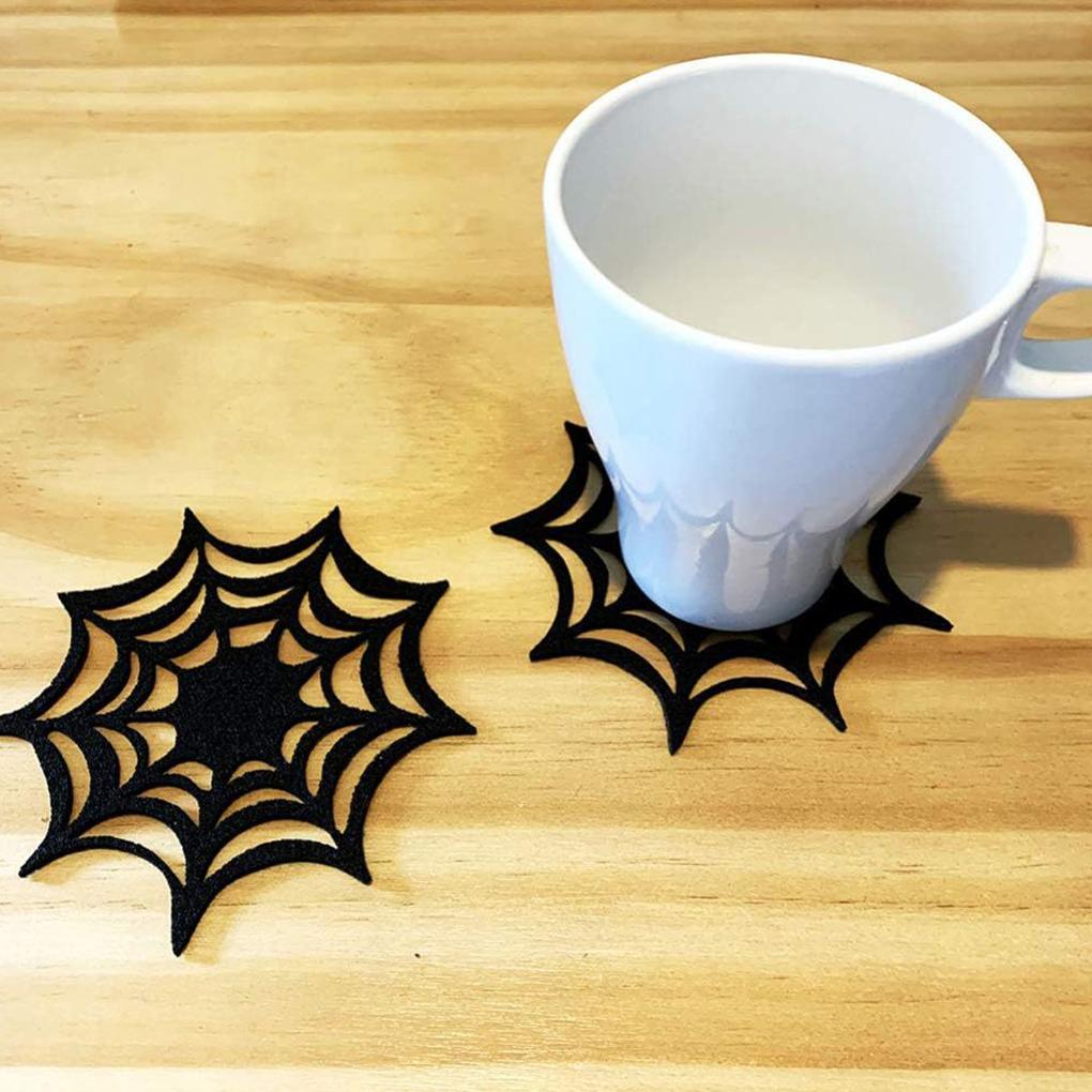 5piece PVC Spider Web Coasters - Non-toxic And Hot-resistant Spooky Vibe Halloween Themed Placemats