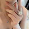 Natural Baroque Pearl Full Diamond Bow Open Ring for Women - High-End Fashion Bestseller