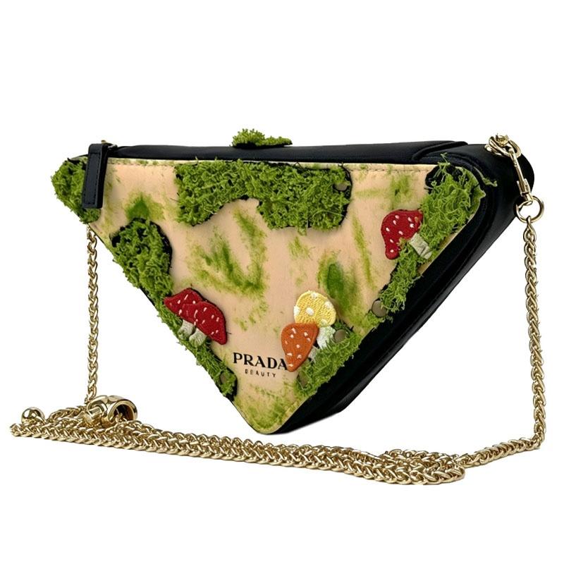 Prada Cosmetic bag/toiletry bag [Customized bag] Polyester fiber, mushroom forest, distressed moss Mushroom Forest Mushroom Forest-White Gift Box