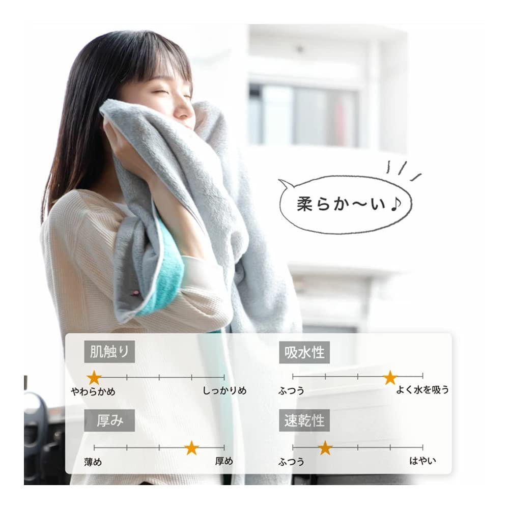 DAILY PRAIRIE Imabari Large Bath Set of Large 70 X 130 Cm Towels, 3, Cotton, Reversible, (Navy/Beige)