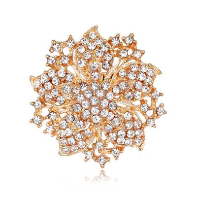 Rhinestone Alloy Brooch, Fashion Diamond-Encrusted Flower Corsage Women'S Coat, Suit Accessories Pin