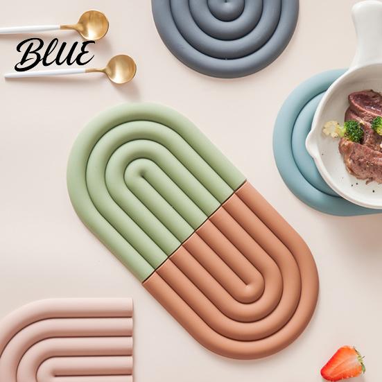 High Temperature Resistant for Hot Silicone Mat Pot Potholder Rainbow Heat Trivet Dishes Teapots Non-Slip Table Placemat Kitchen Home