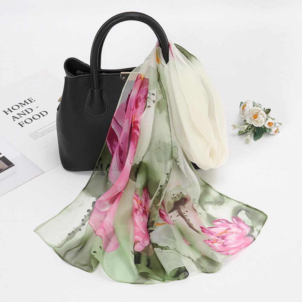 - Fashion Georgette Sunscreen Silk Scarf Beach Scarf Long Women'S Decorative Thin Silk Scarf Scarf
