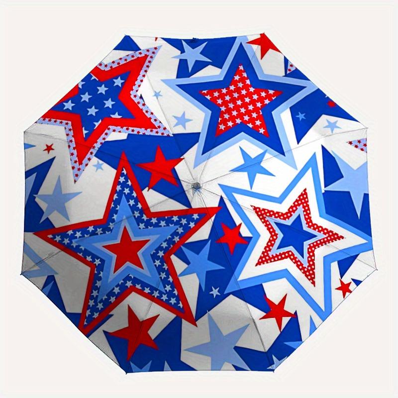 

1pc Patriotic Stars Automatic Umbrella - 8-Rib Foldable Design, Outdoor Adventures, and Family Celebrations yy250829107