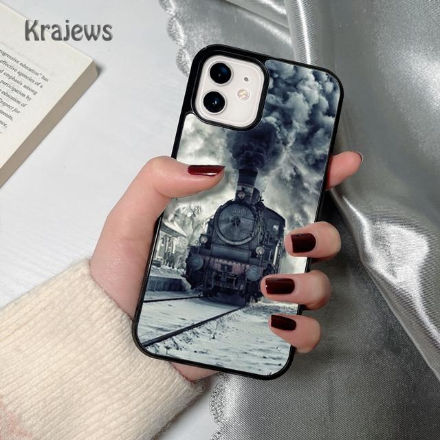 Krajews Vintage Steam Train Railway Phone Case Cover For iPhone 17 Air 16 15 14 plus 12 13 pro max coque Fundas