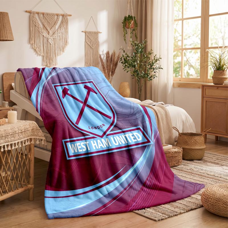 Coperta in Flanella con Stampa West Ham United Calcio Morbida Calda Coperta da Divano Letto per Casa Ufficio Camera da Letto
