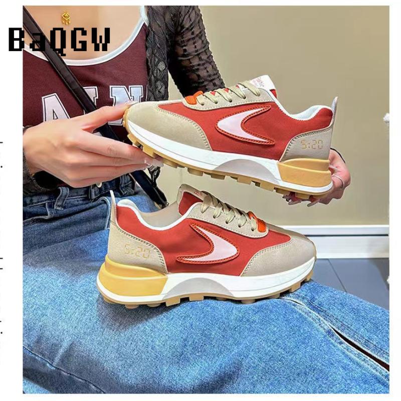Couple Men Women Chunky Sneaker Running Shoes Fashion Casual Leather Fabric Breathable Height Increased Platform Sports Shoes