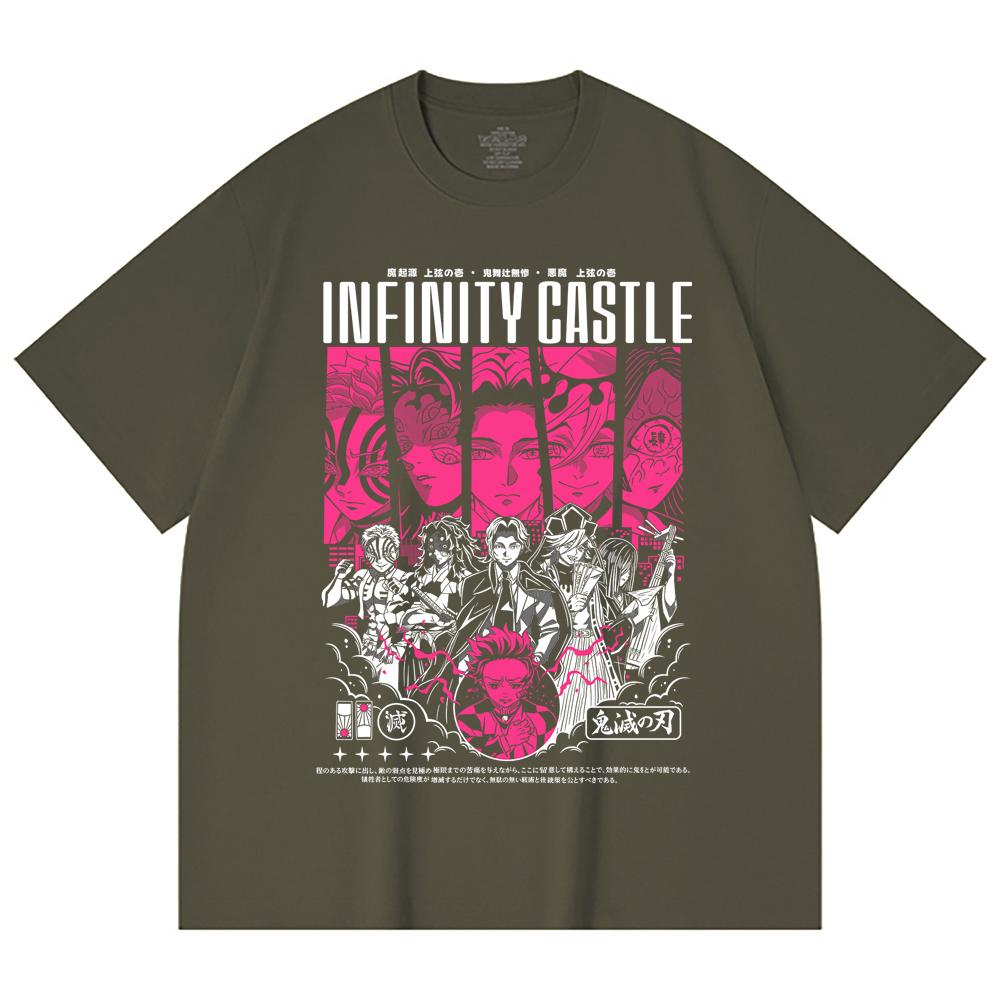 230 Gsm 100% Cotton Demon Slayer V89 Infinity Castle Print Unisex Heavy Cotton T Shirt