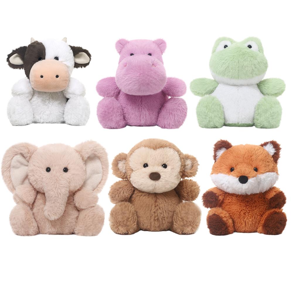 26CM Stuffed Soft Elephant Frog Cow Monkey Peluche Toy Lovely Sitting Animal Doll Cartoon Hippo Fox Plush Doll Home Decoration