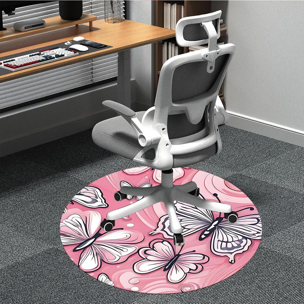 

1pc Butterfly Pink Pattern Chair Carpet for Office, Soft Flannel Throw Mat, Perfect for Office, Holiday Party Decoration Choice yy260209048 80cm by 80cm
