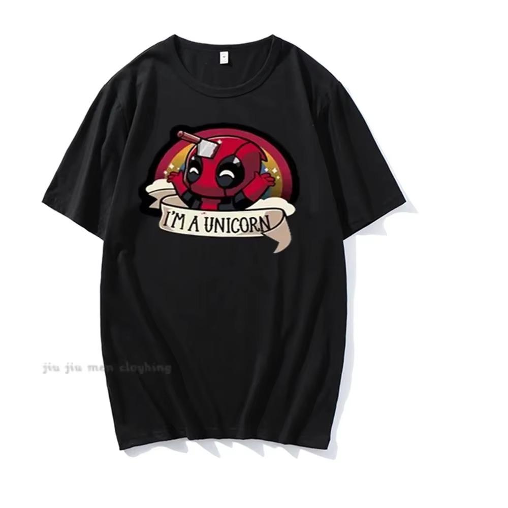 

I M A UNICORN Summer Men T Shirt Comic Graphic Printing TShirts Fashion O-Neck Short Sleeves Cotton T-Shirt Tops Oversized Tees XXXXXL чёрный