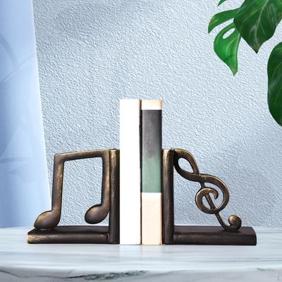 2 Pieces Music Note Bookends Desktop Organizer Modern Statues Book Stoppers for Living Room