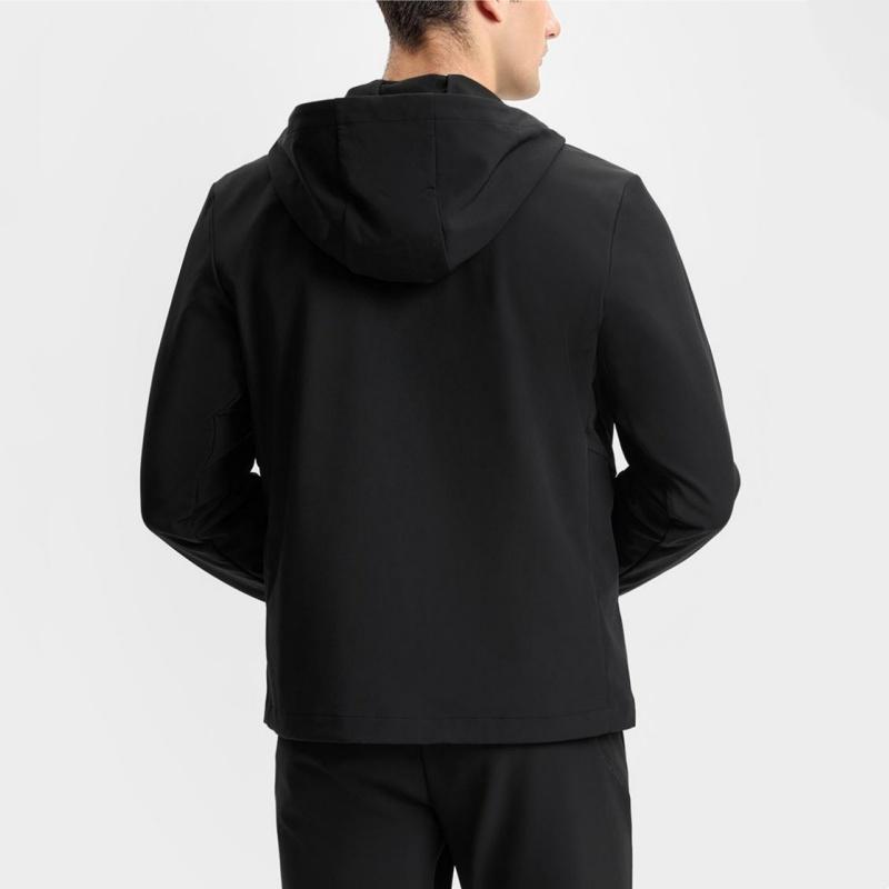 Fila Fitness Soft Comfortable Woven Water-Resistant Fleece Jacket Men Jackets Deep-Black A11M511714F-BK