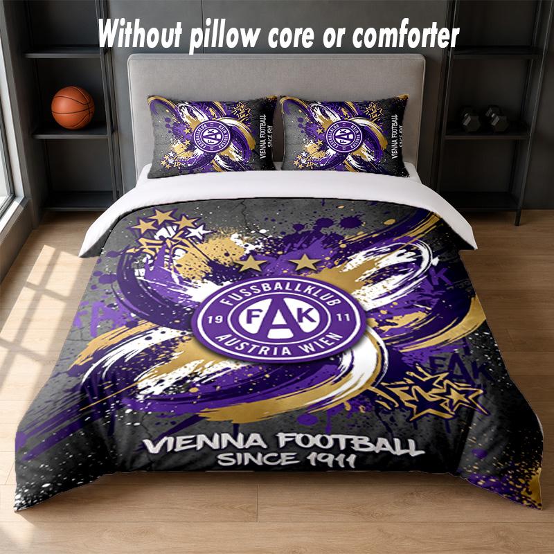 Austria Wien FC Design Bett Bettwäsche Set 1 Bettbezug + 2 Kissenbezüge Weich Atmungsaktiv Haushalt Bettwäsche