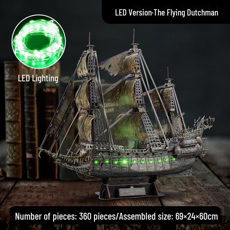 Lewo 3D Puzzle LED Black Pearl Pirate Ship - High Difficulty Stress Relief for Adults