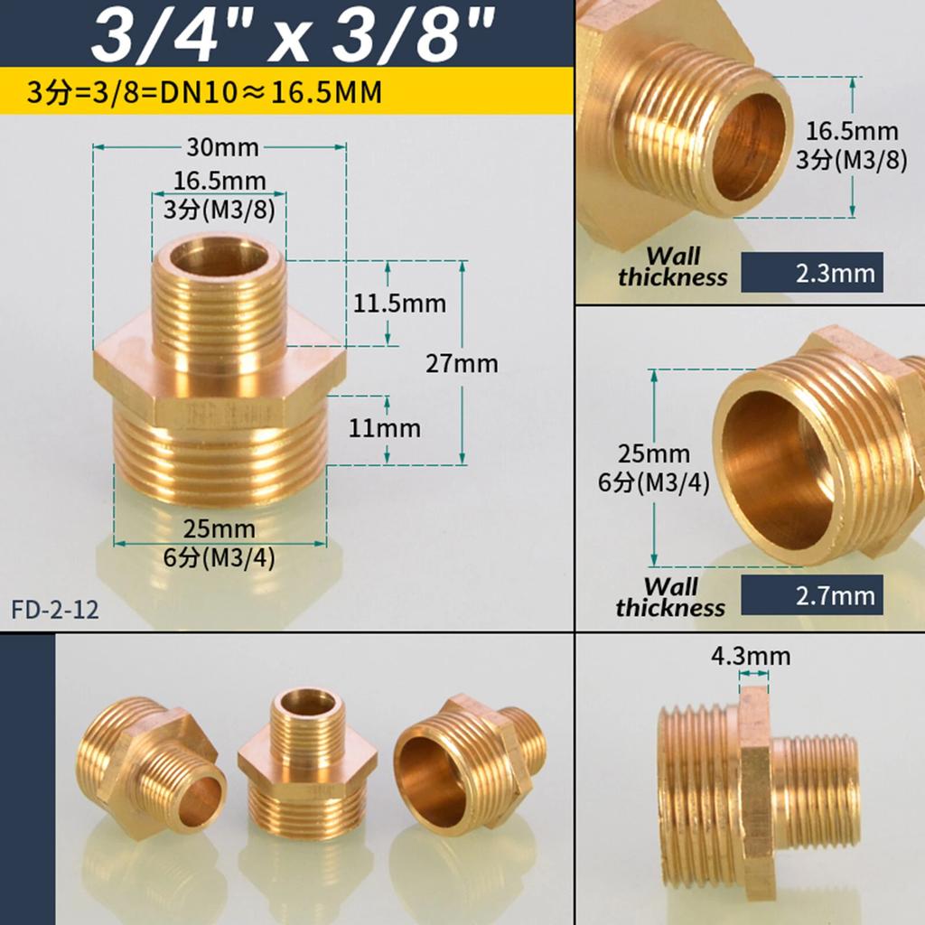 1/8" 1/4" 3/8" 1/2" 3/4" 1" BSP Messing Außengewinde zu Außengewinde Sechskant-Nippel Gleichmäßig Gerade Reduzierend Messing-Verbinder für Wasser Öl Gas