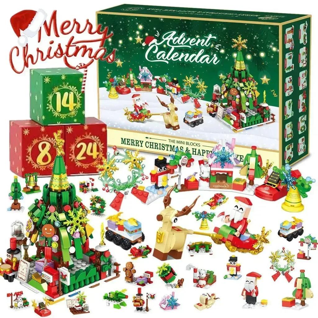 Advent Calendar BOX DIY Building Blocks Christmas Tree Santa Claus Deer 24 Days Countdown Calendar Blind Box Kids Gift Navidad
