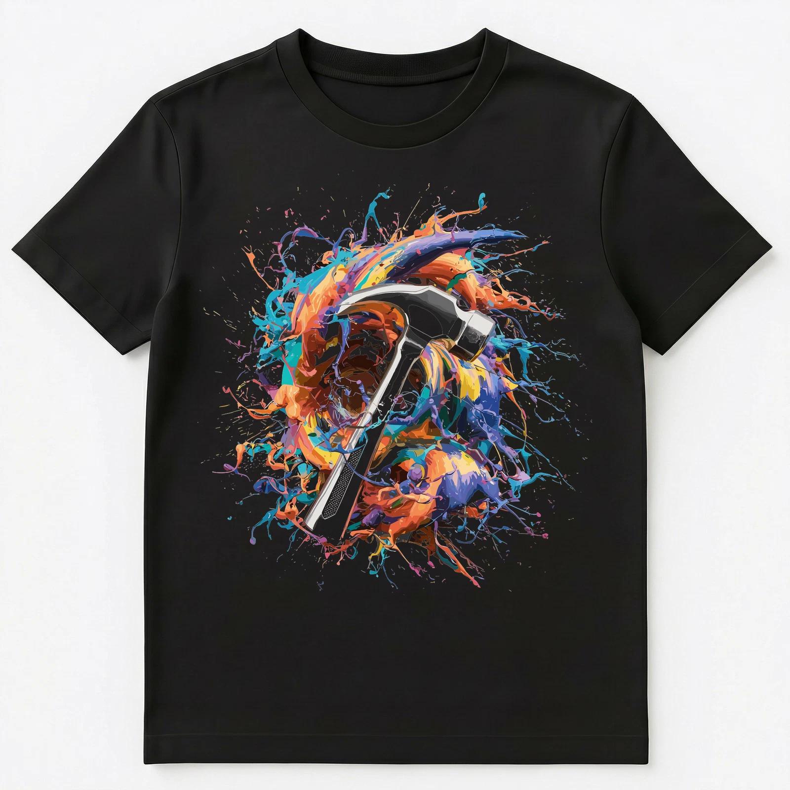 Colorful Paint Splash Hammer Art Graphic Unisex T-Shirt S