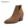 Comemore Casual Western Cowboy Ankle Boots Women Cowgirl Booties Short Cossacks Botas High Heels Shoes Comfortable Women's Shoe