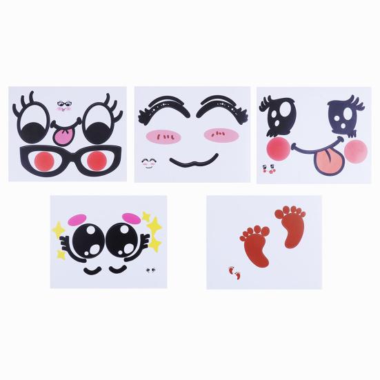 2Pcs Cute Cartoon Expression Pregnant Facial Stomach Belly Sticker Photo Prop
