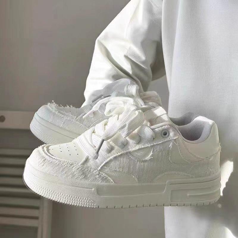 

Обувь на толстой подошве Универсальная Студенческая Повседневная Обувь для Скейтборда Новая Женская Обувь-Хлебцы 36 белый