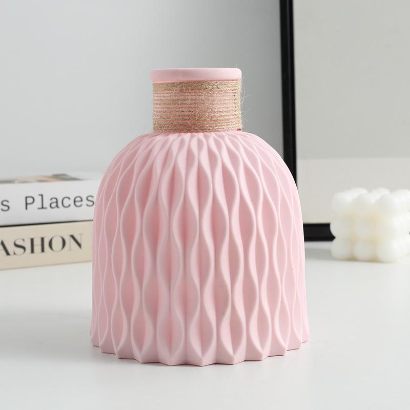 Nordische Wasserwellen Hanfseil Plastik Blumenvase - Kreativ, Langlebig Wohnzimmer Dekoration