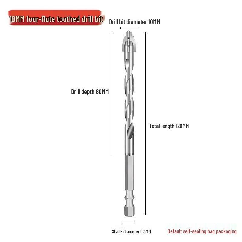 Four-Blade Serrated Drill Bit for Tile, Concrete & Glass