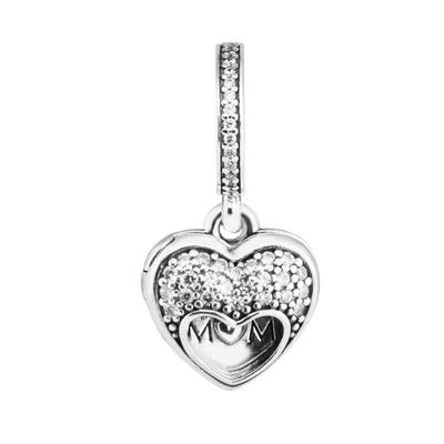 Fits Europe Bracelet Orignal 925 Sterling Silver I Love My Mom Charm Clear CZ Beads DIY Jewelry Making Gift Mother's Day