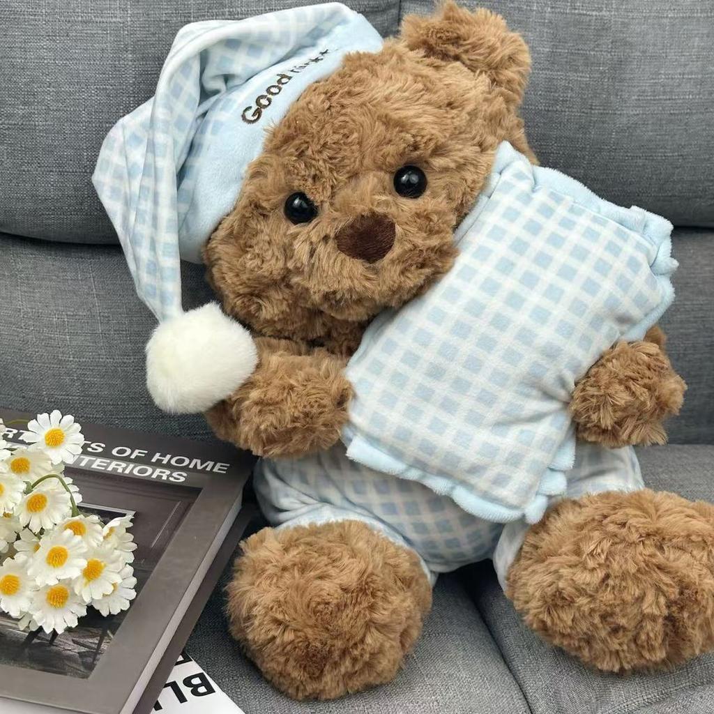 Cute pillow bear plush toy doll soothing bear doll pajamas bear sleeping doll gift girl