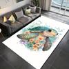 Crystal Velvet Area Rug Featuring Sea Turtle Prints, Suitable for Bedroom And Living Room Decor, Non-Slip Mat for Bedside Use.