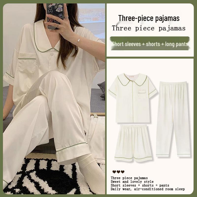 Summer Fashion Pajamas: Women's Short Sleeve Three-Piece Set with Cartoon Pacha Dog Design, Suitable for Home or Outdoors