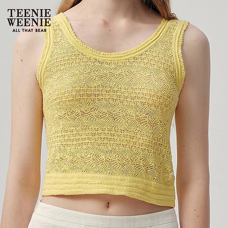 Teenie Weenie Women's French Fashion Hollow Knit Crop Top