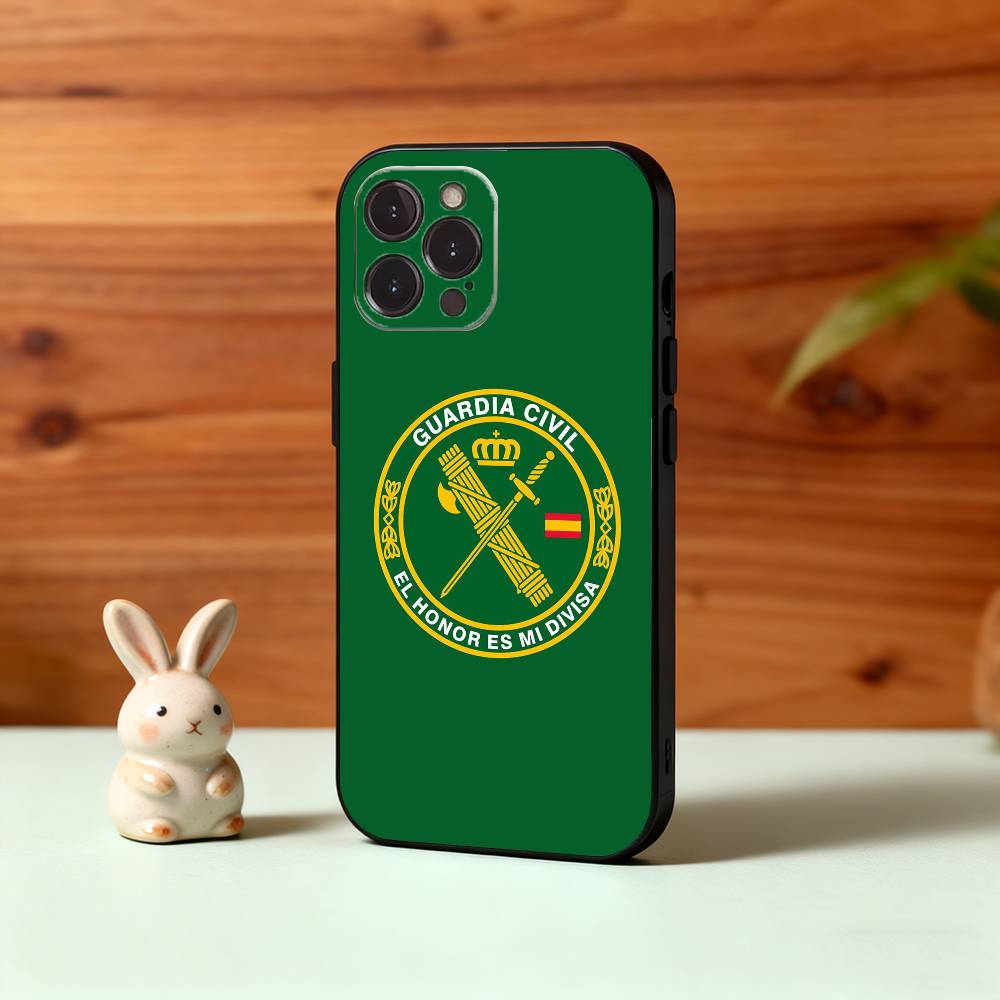 S-Spanish G-Guard Civil Emblem Phone Case For iPhone17,16,15,14,13,12,Plus,Pro Max, 5G Others Soft Black Cover