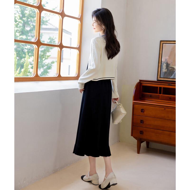 ITISF4 Women's New Chinese Style Knit Cardigan & Dress Set