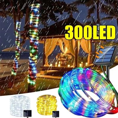 8 Modi Outdoor Solar LED Schlauch Lichterkette Garten Wasserdichte Streifenlichter Weihnachten Hochzeit Zaun Lichter 7M 12M 22M 32M