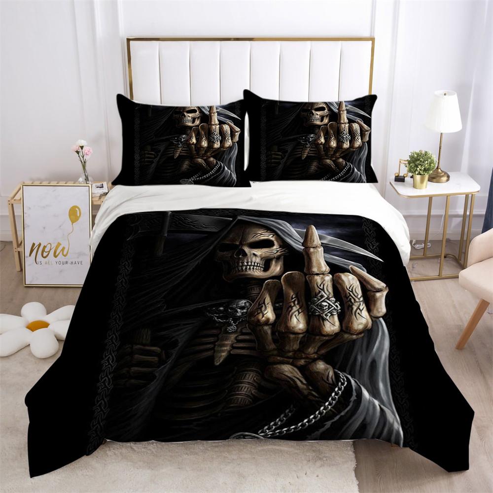 Narzuty na łóżka z nadrukiem czaszki 3D, rozmiar pojedynczy, poliester, projekt pościeli, miękkie, wysokiej jakości tekstylia domowe
