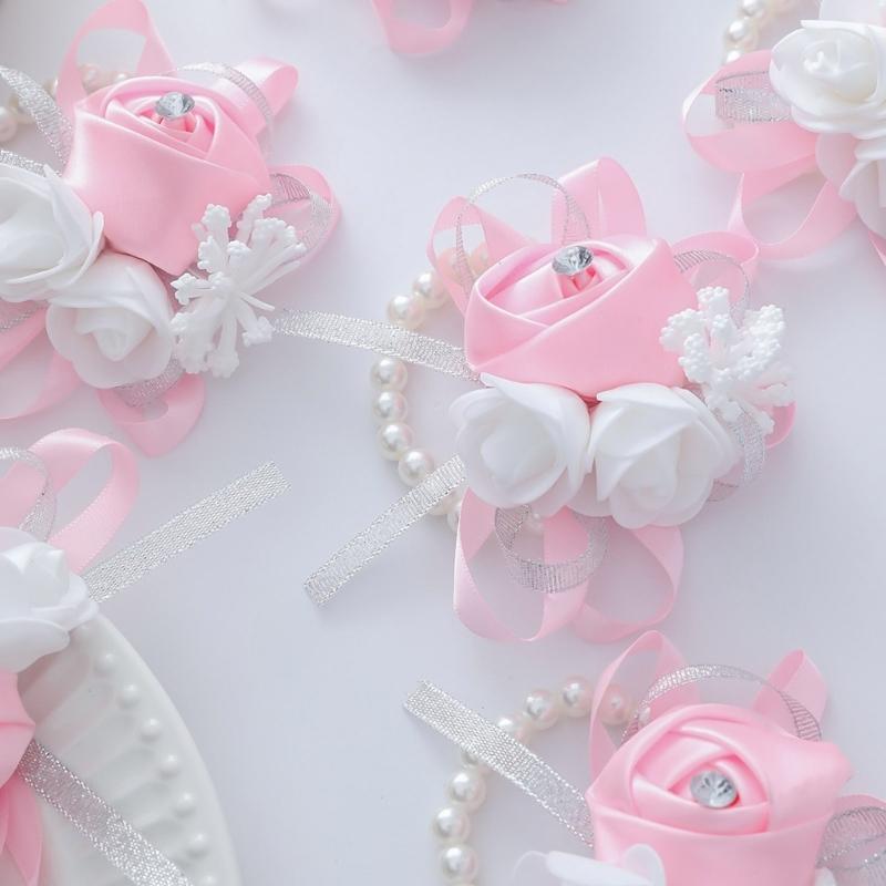 Romantik Seidenblume Braut Handgelenkblume Corsage für Hochzeitsfotografie Verlobungsparty Zubehör Handgelenkdekoration