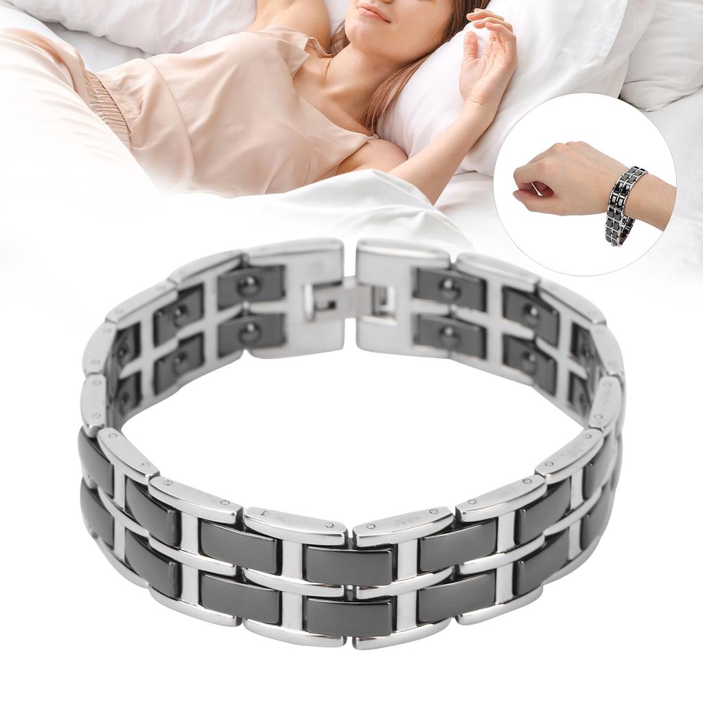 Bransoletka Magnetyczna Prosta Stal Tytanowa Czarna Bransoletki do Terapii Magnetycznej na Uśmierzenie Bólu