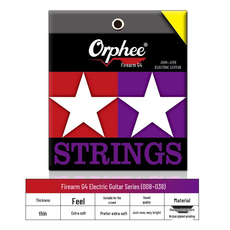 Orphee Electric Guitar Strings Fire Gun G Series, Rustproof Double Coating, Set of Strings