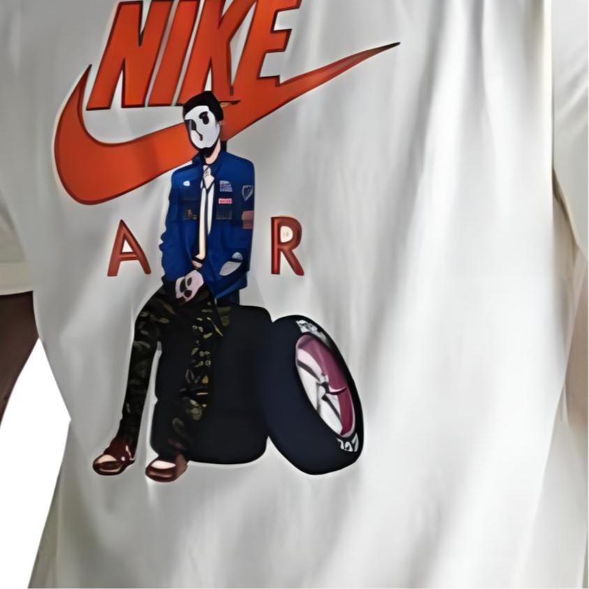 Nike Fitted Pattern Printed Crew Neck Short Sleeve T-Shirt Men Tops White FD1332-110