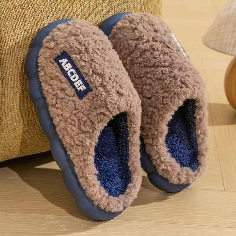 Cotton slippers women's thick bottom non-slip home warm confinement cotton slippers men and women couples home floor cotton slippers winter