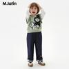 M.Latin Boys' Bear Dog Print Straight Denim Jeans