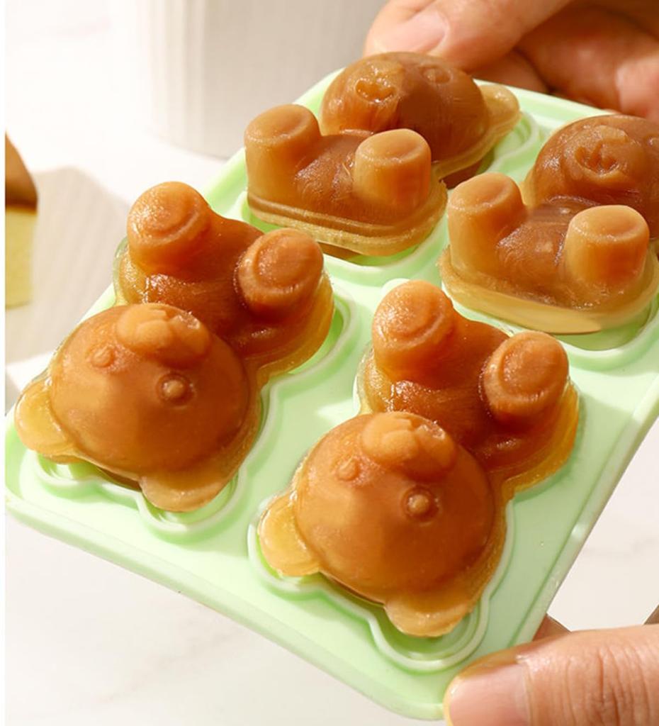 2/4/6 Grids Ice Cube Bear-Shaped Silicone Molder 3d Kawaii Bear Summer Relieve The Heat Diy Drink Ice Coffee Ice Cube Trays Mold